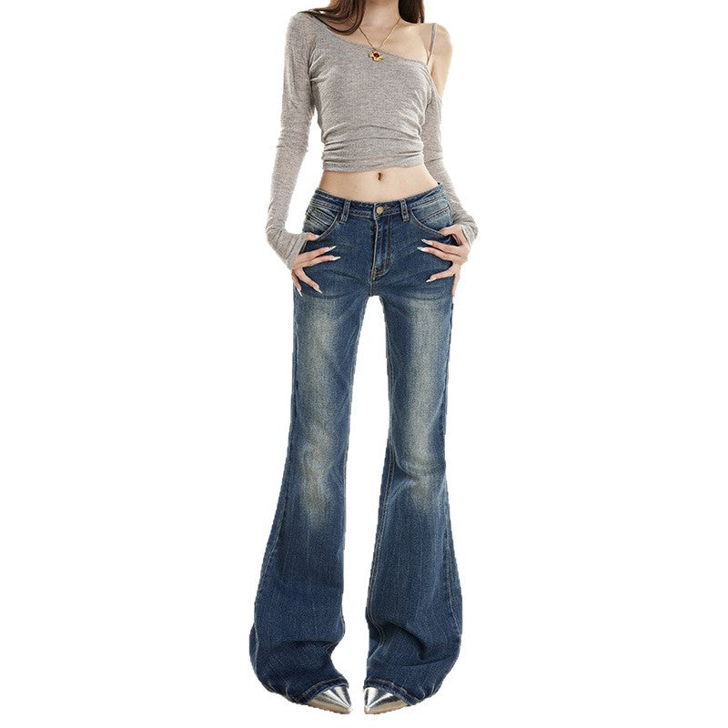 Trendy Women’s Street Style Skinny Flare Jeans - Low Waist Slim Fit