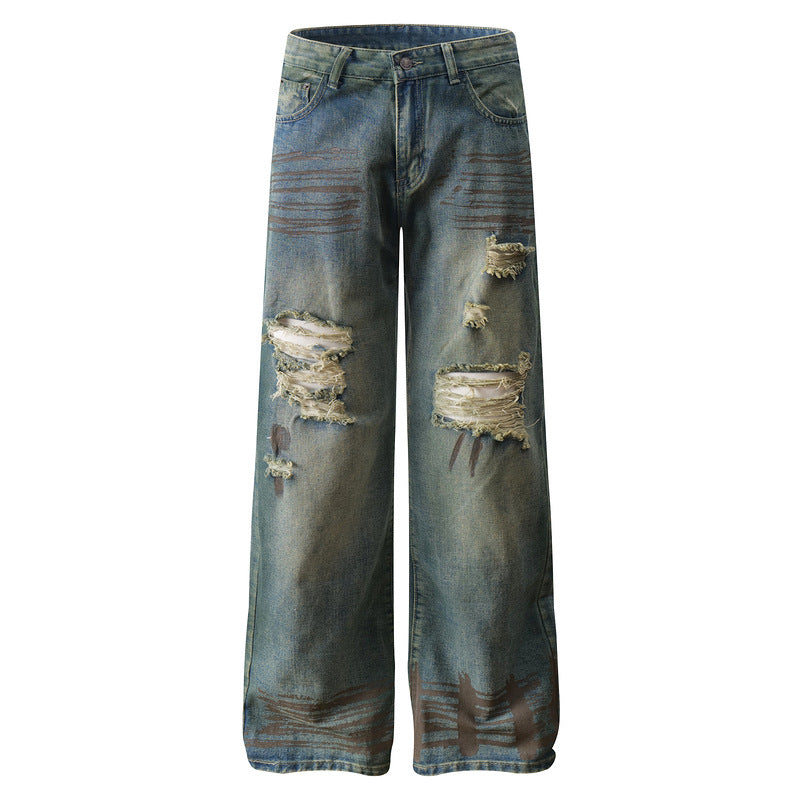 Men's Cool and Handsome Vintage Washed Wide Leg Beggars Trousers