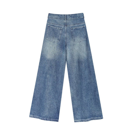 Old Long Wide Leg Jeans for Women - Dark Blue