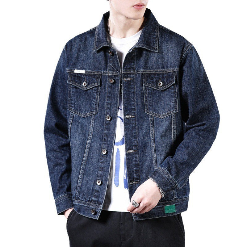 Men's Korean Solid Color Casual Denim Jacket - Couples Style