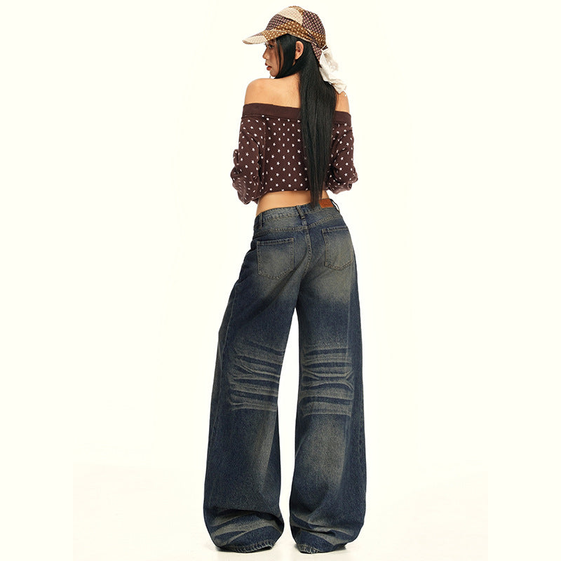 Women's Wasteland Washed Wide Leg Denim Trousers