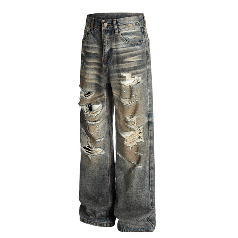 Knife Cut Hole Micro Flared Jeans - Premium Japanese Denim