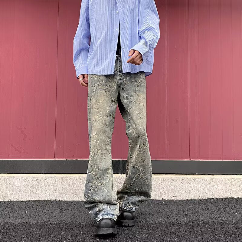 Thorn Jacquard Denim Straight Leg Knife Pants - Premium Japanese Craftsmanship