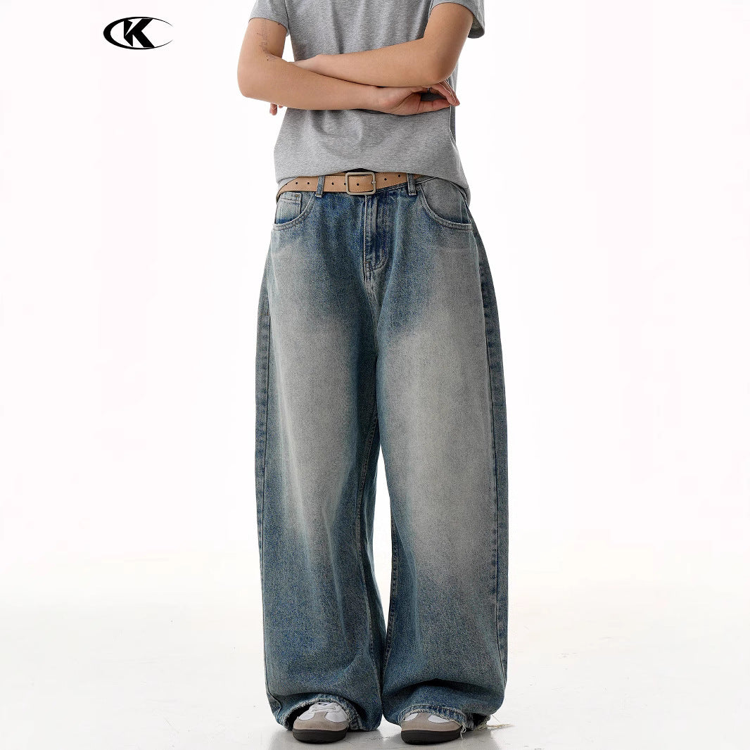 Knife-Cut Destruction Loose Fit Casual Jeans for Men and Women