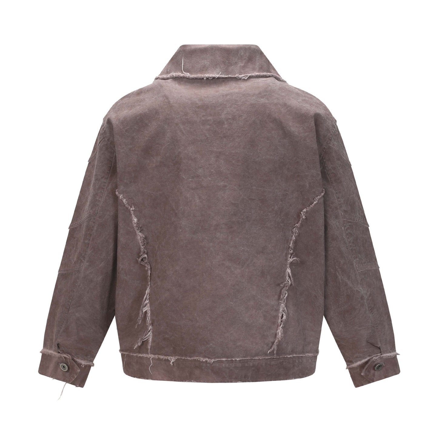 Retro Washed Distressed Patchwork Whisker Collar Denim Jacket - Unisex Casual Outerwear