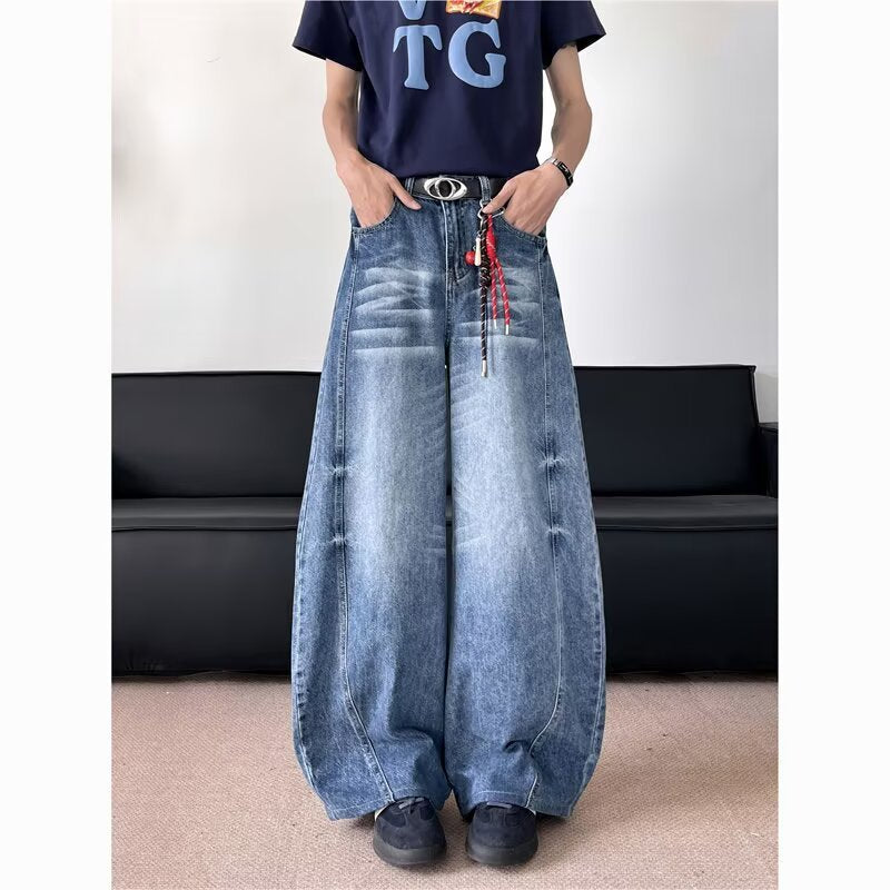 Washed Curved Knife Jeans for Versatile Summer Casual Wear