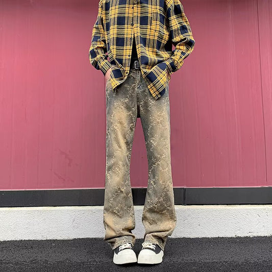 Thorn Jacquard Denim Straight Leg Knife Pants - Premium Japanese Craftsmanship