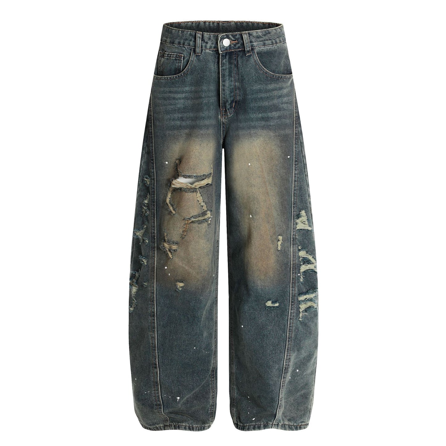 Premium Washed Denim Straight Leg Jeans