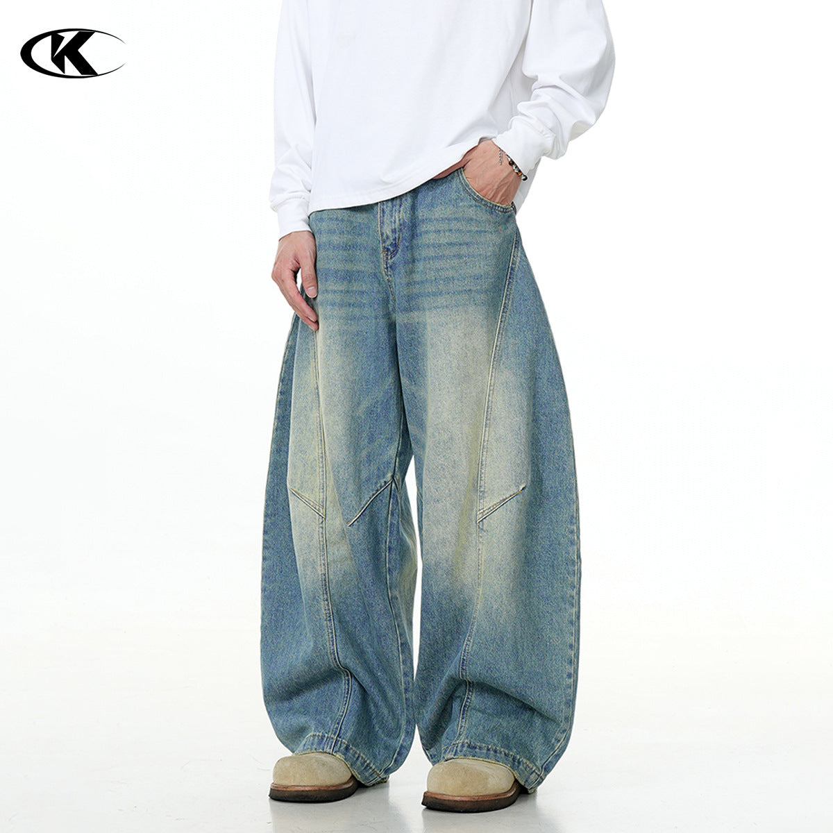 Deconstructed Retro Slim Fit Wide Leg Casual Long Pants for Men and Women