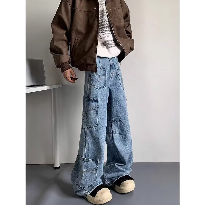 Washed Multi Pocket Design Denim Jeans