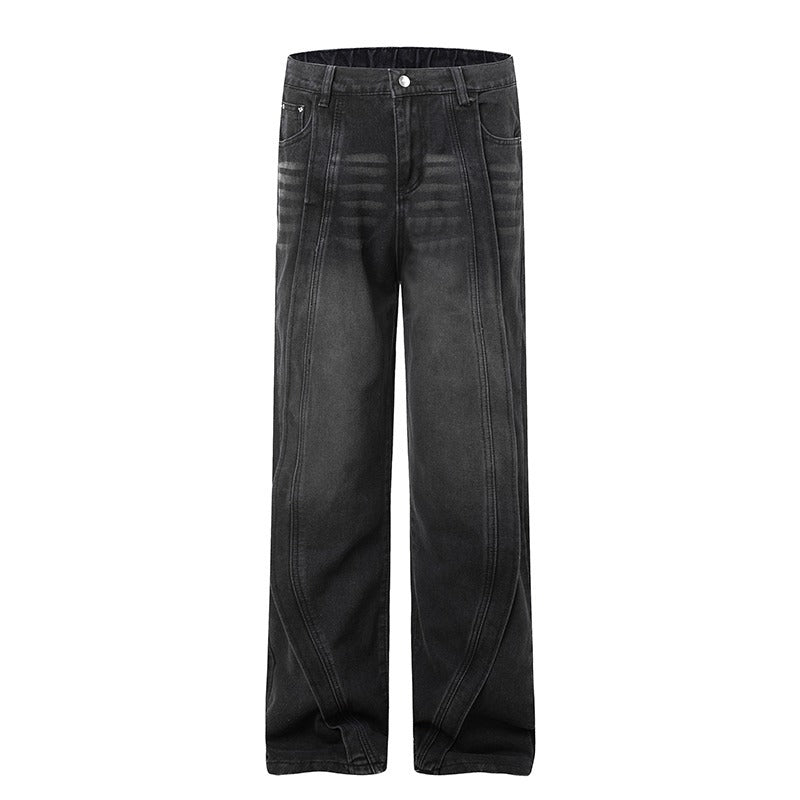 Premium Spliced Denim Loose Wide Leg Pants for Men