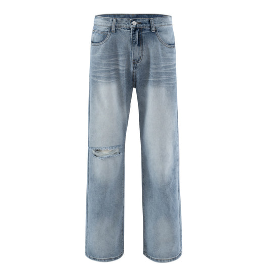 High Street Unique Design Casual Loose Straight Leg Long Pants