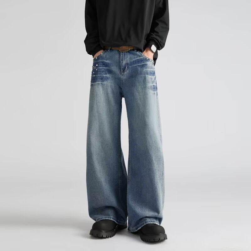 Men's Loose Fit Slimming Straight Leg Cowboy Pants for Spring and Summer