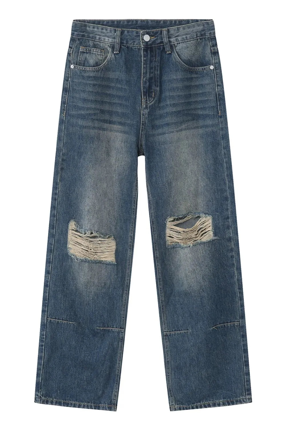 Premium Distressed Jeans with Pockets - Japanese Denim Luxury