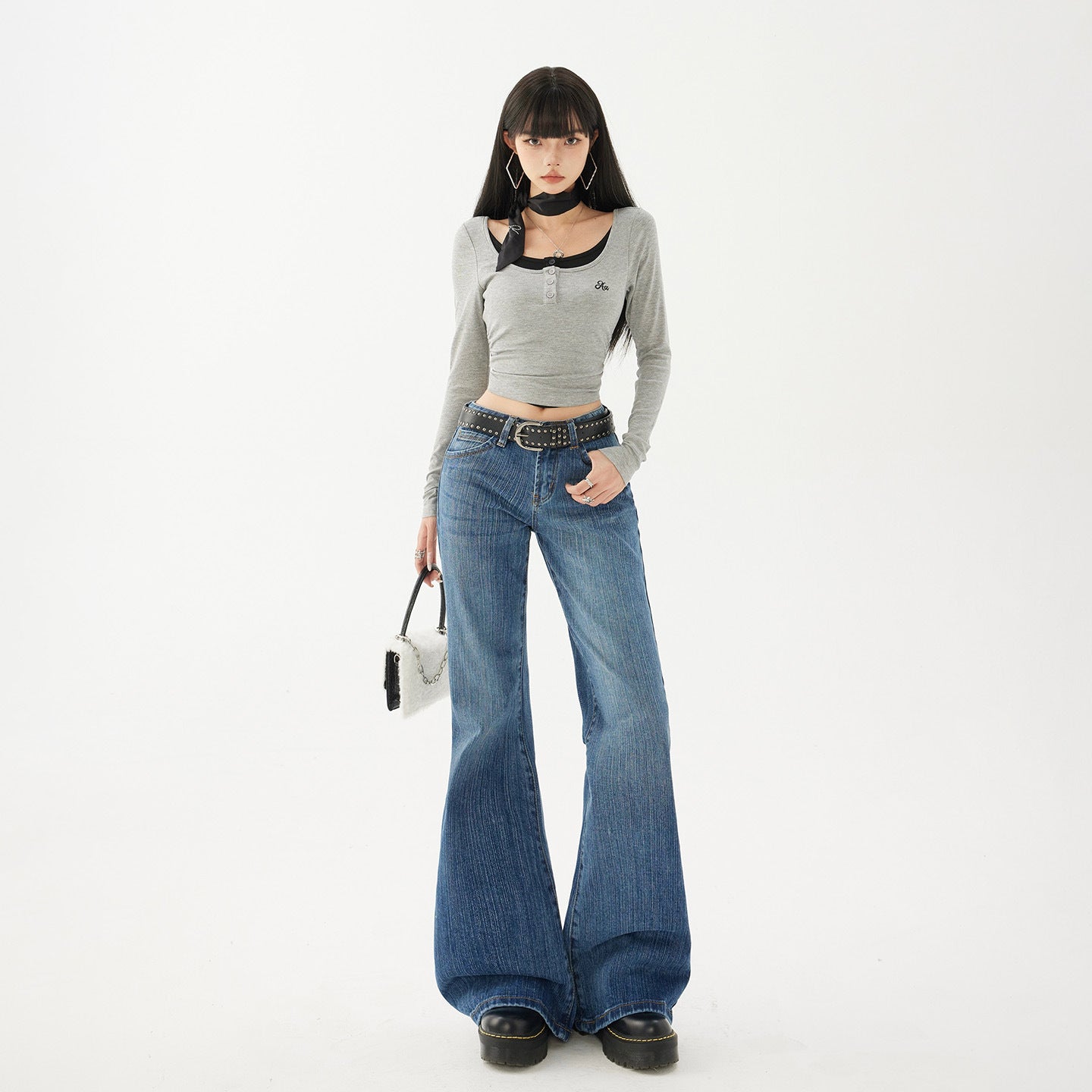 Style Skinny Flare Jeans for Women - Low Waist Elastic Slimming Trumpet Pants
