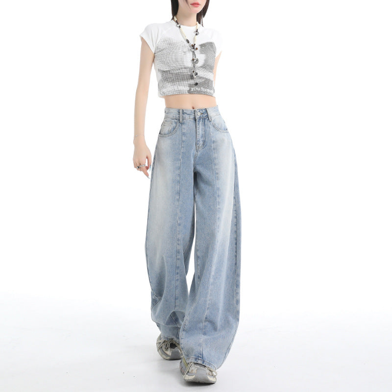 Thin Tencel Wide-Leg Jeans for Women - High-Waist Loose Flared Pants