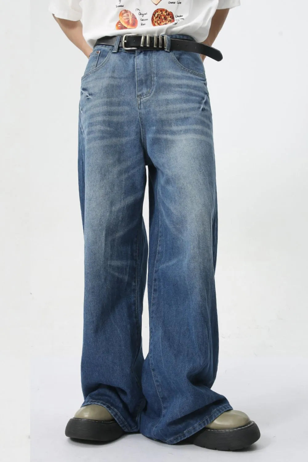 Premium Wide Leg Men's Jeans with Pockets - Japanese Denim