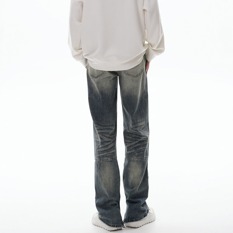 Retro Washed Tie-Dye Straight Blue Jeans - Trendy Unisex Design