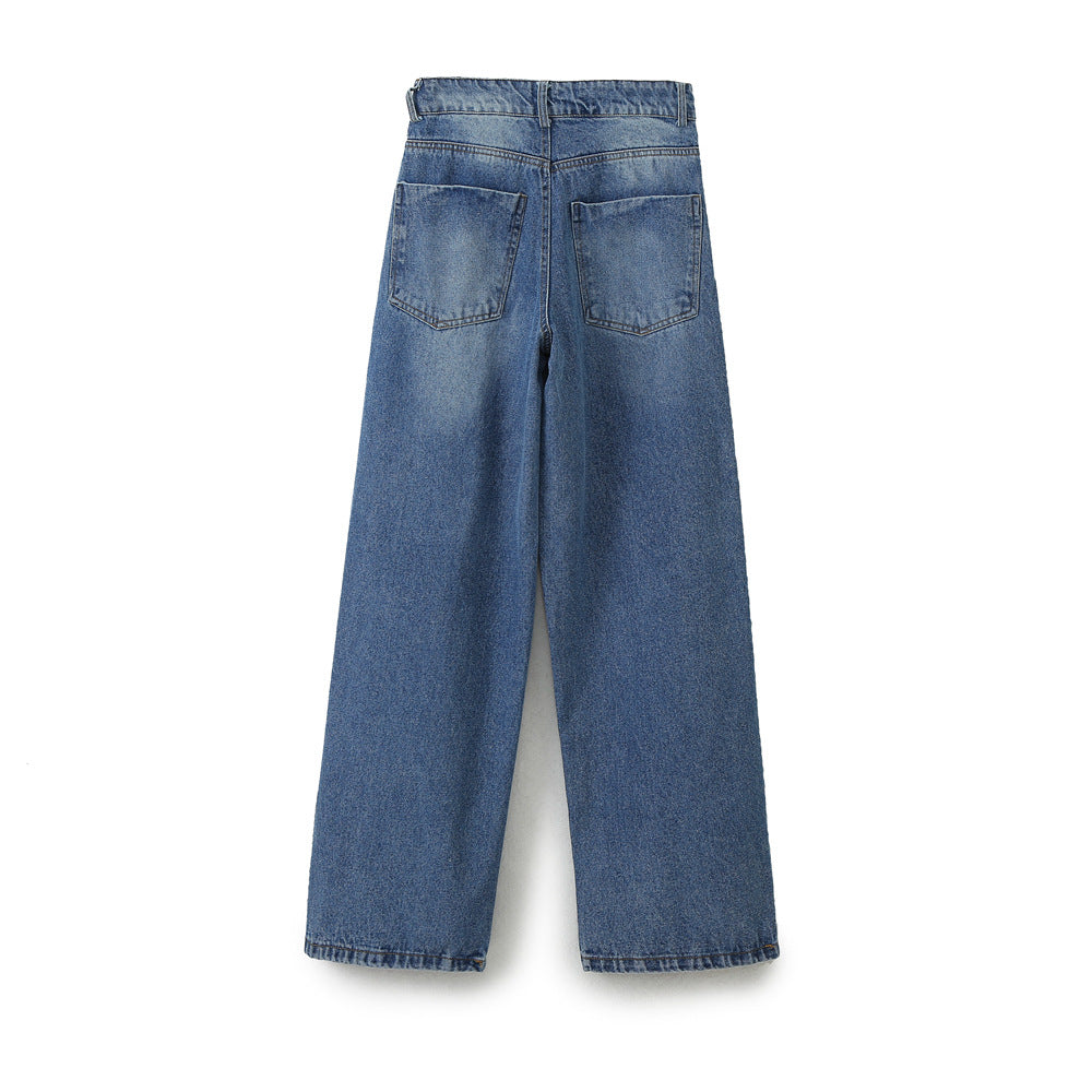 Women's Street Fashion Denim Wide-leg Pants