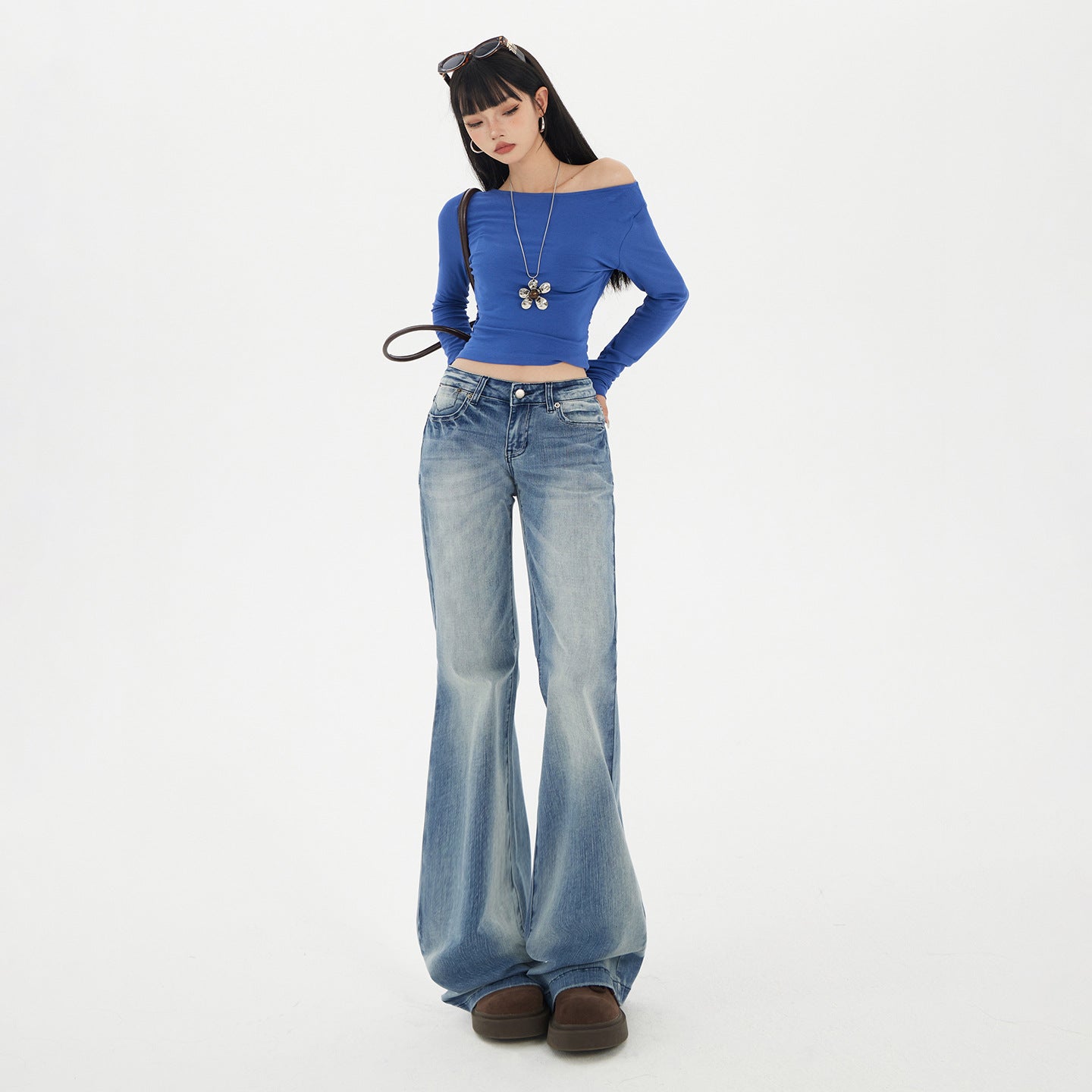 Women's Versatile Slimming Floor-Length Denim Trousers