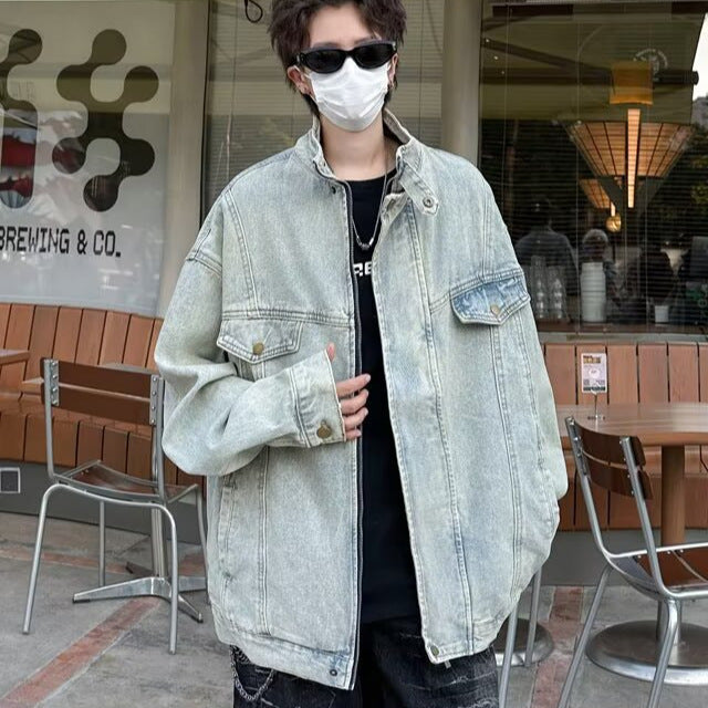 Men's Vintage Washed Denim Jacket - Premium Japanese Craftsmanship