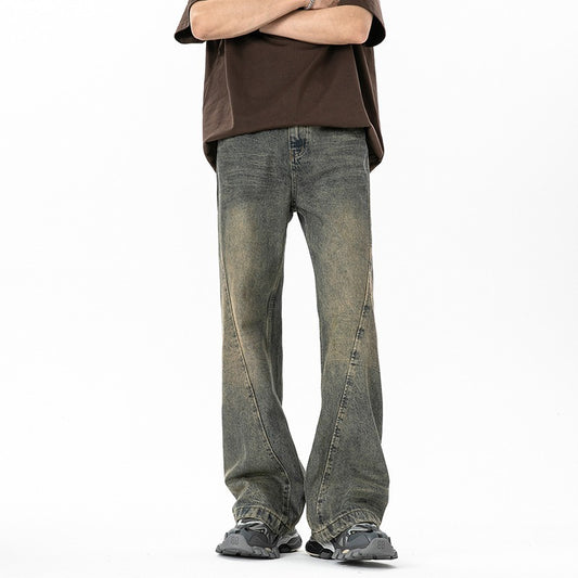 Men's Summer Cleanfit Distressed Washed Micro Flared Denim Pants