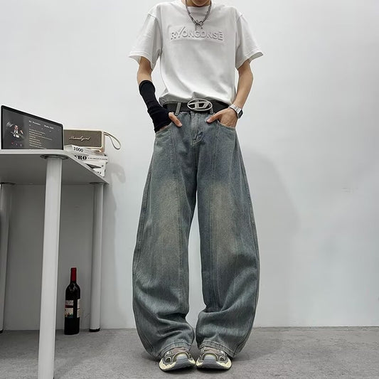 Men's Loose Summer High Street Straight Leg Floor Length Pants