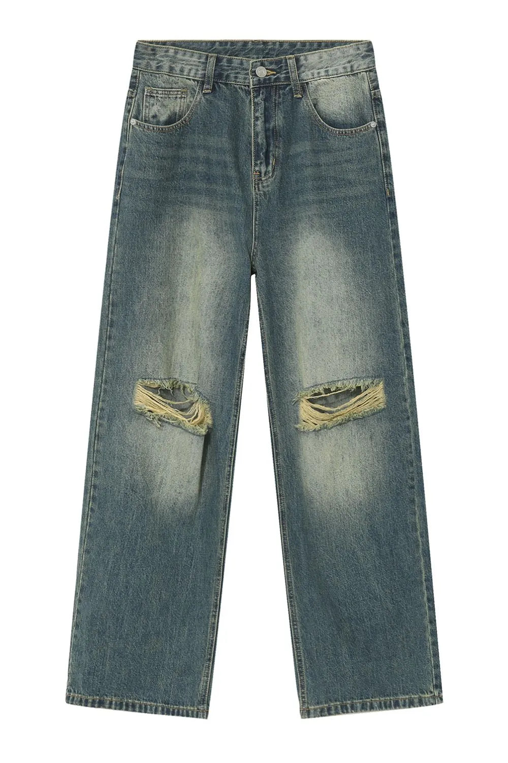 Distressed Wide Leg Men's Jeans - Premium Japanese Denim