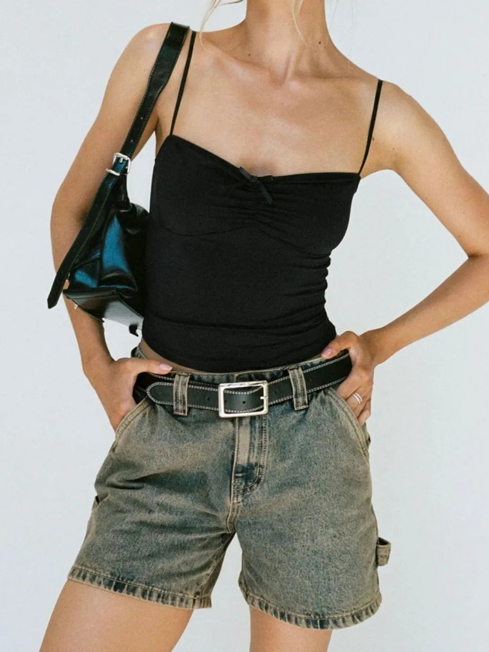 Washed High Rise Denim Shorts for Modern Streetwear