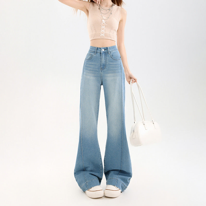 Light Blue High-Waisted Flared Jeans for Women, Petite Fit