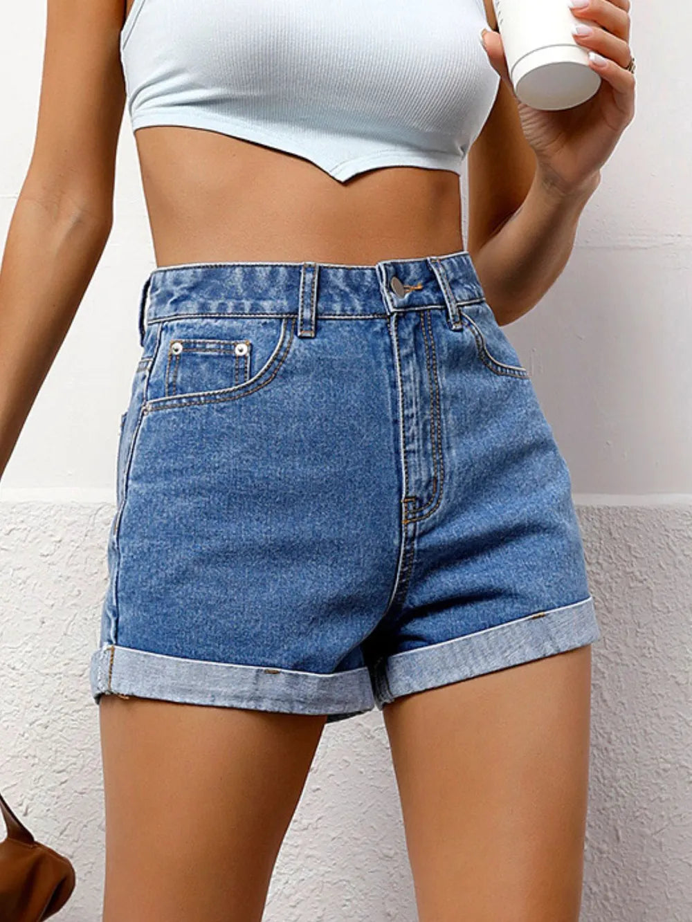 Premium High Waist Denim Shorts