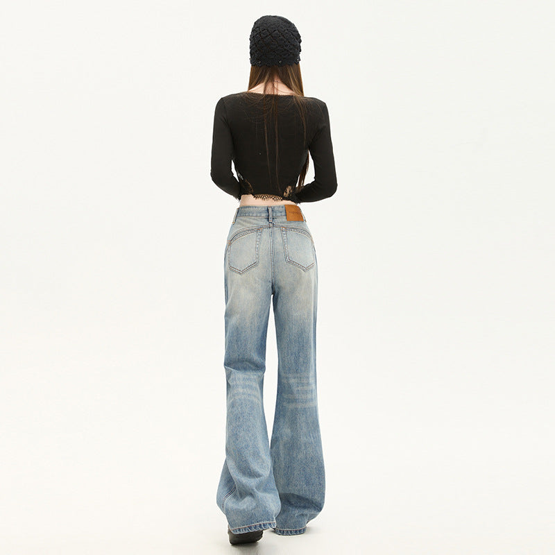 Non-Tight Micro Flare Jeans for Women – Butt-Lifting High Waist Loose Drape Pants