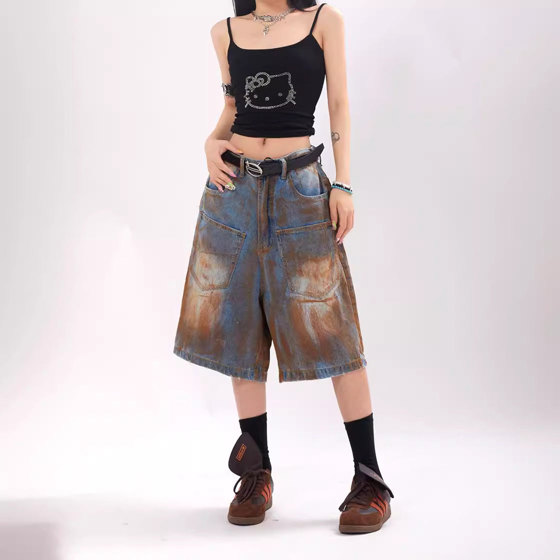 Old Dirty Dye Workwear Denim Shorts