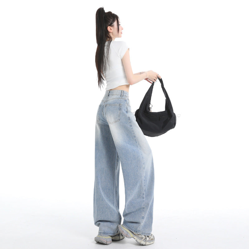 Thin Tencel Wide-Leg Jeans for Women - High-Waist Loose Flared Pants