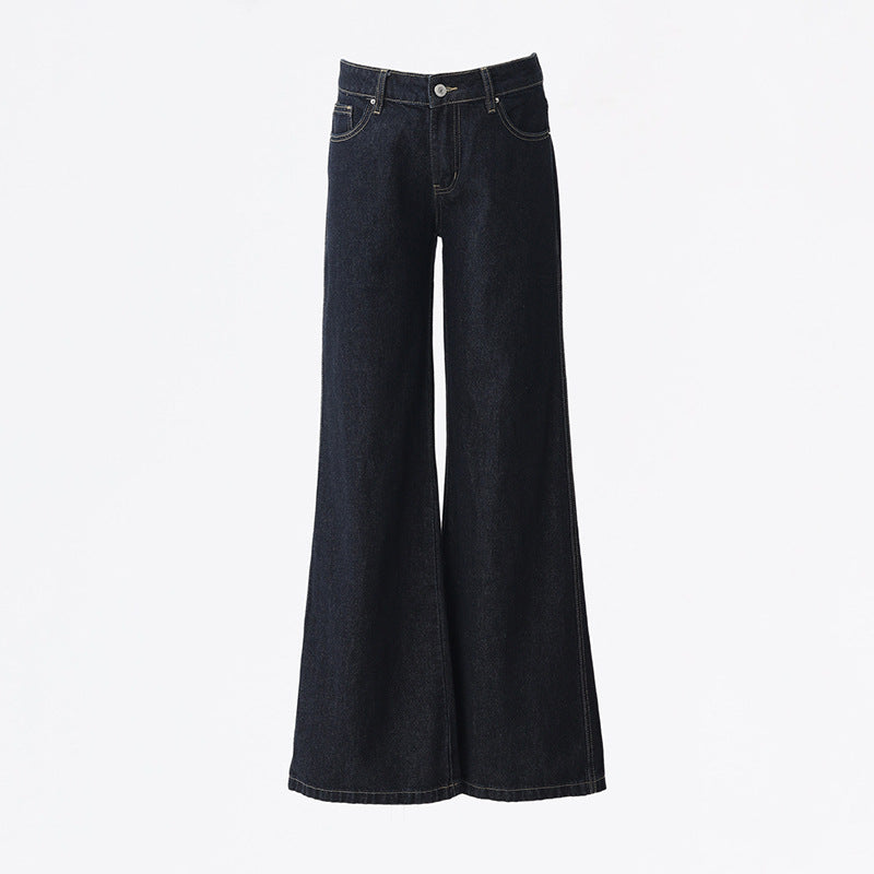 Low Waist Loose Flare Pants - Versatile Slimming Draped Slight Flare Denim Pants for Women
