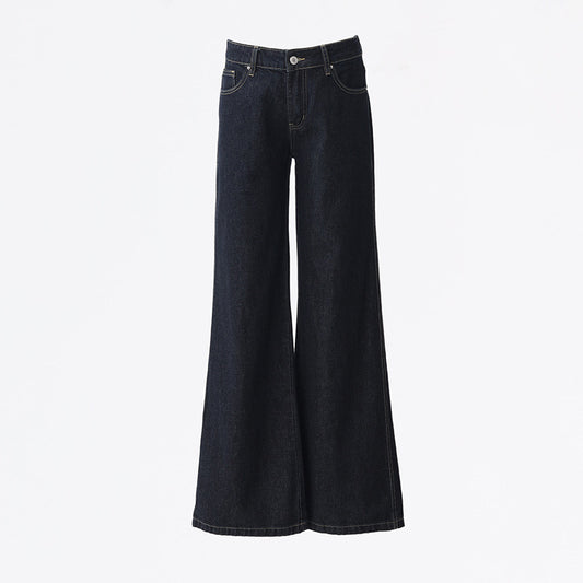 Low Waist Loose Flare Pants - Versatile Slimming Draped Slight Flare Denim Pants for Women