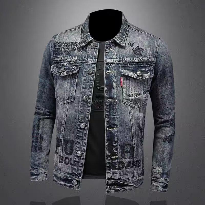 Men's Street Style Denim Jacket - Motorcycle Inspired