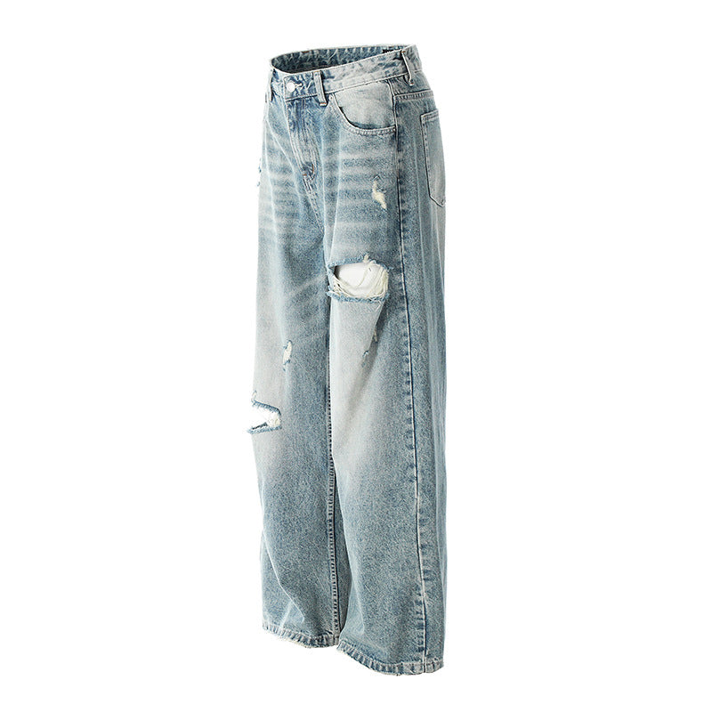 Premium Japanese Denim Loose Jeans with Distressed Finish