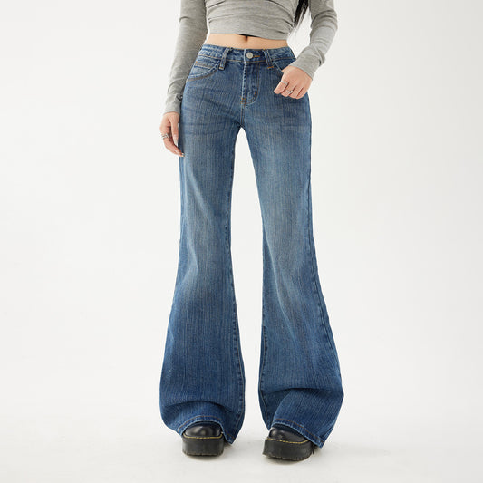 Style Skinny Flare Jeans for Women - Low Waist Elastic Slimming Trumpet Pants