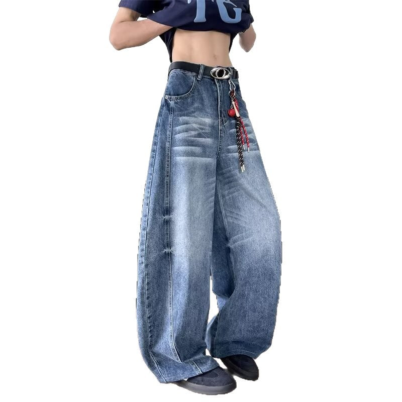 Washed Curved Knife Jeans for Versatile Summer Casual Wear