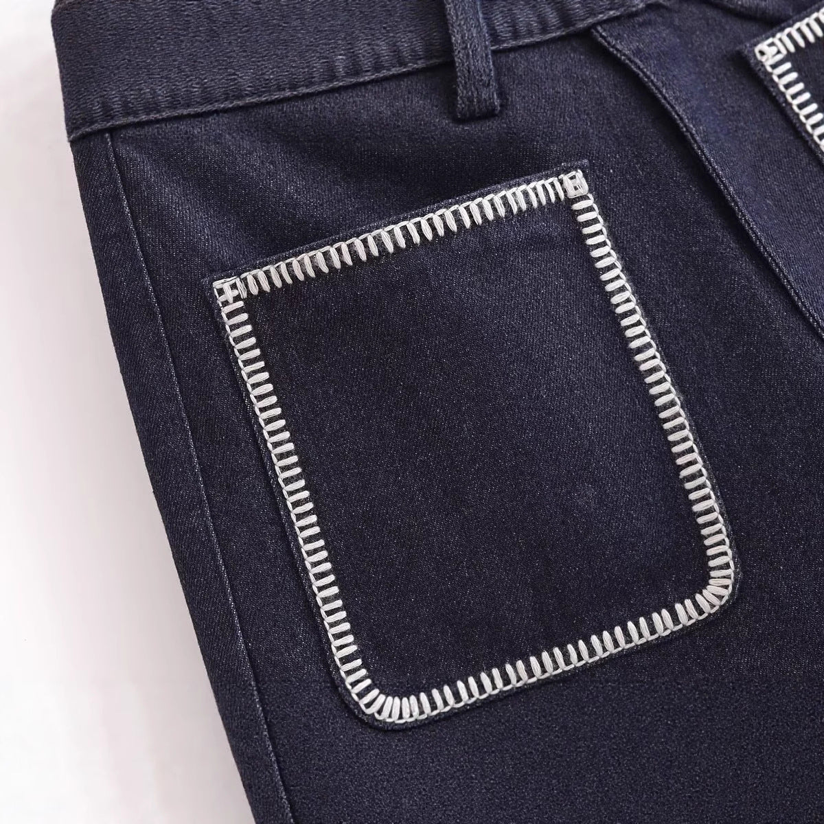 Premium Women's Summer Denim Shorts - Dark Blue