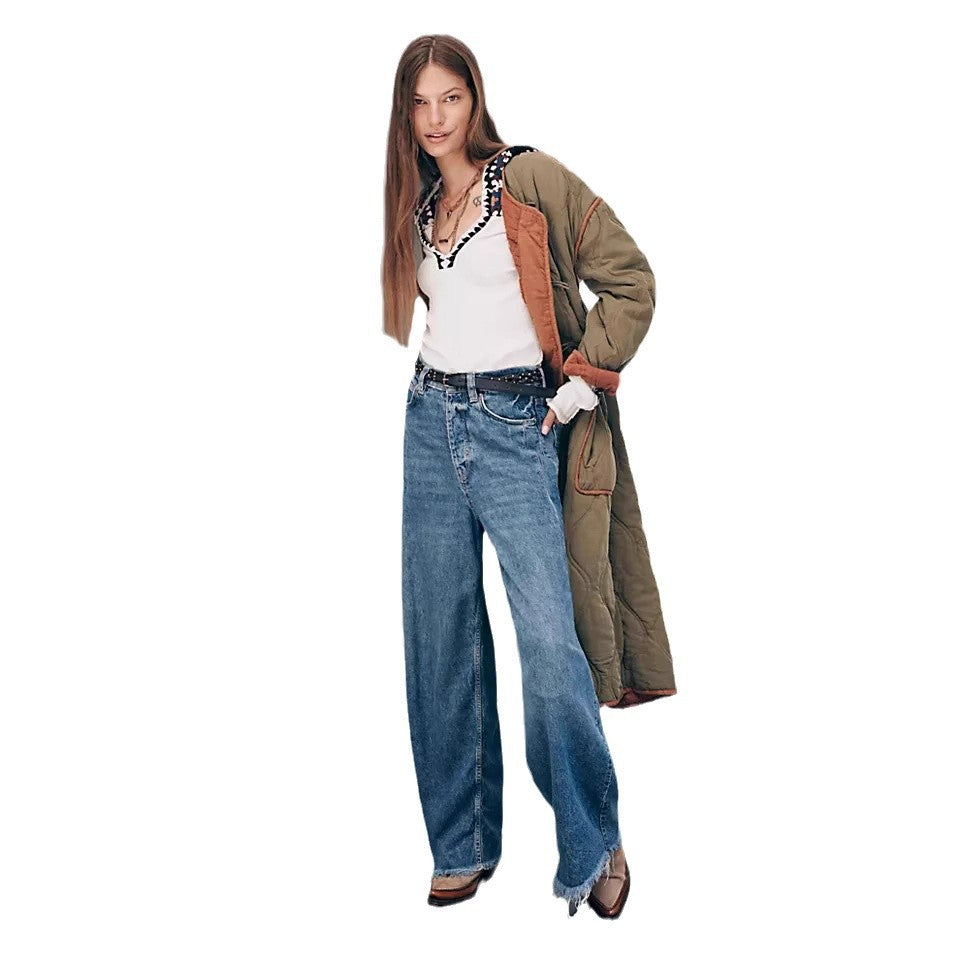 Premium Loose Wide Leg Pants in Deep and Dark Blue