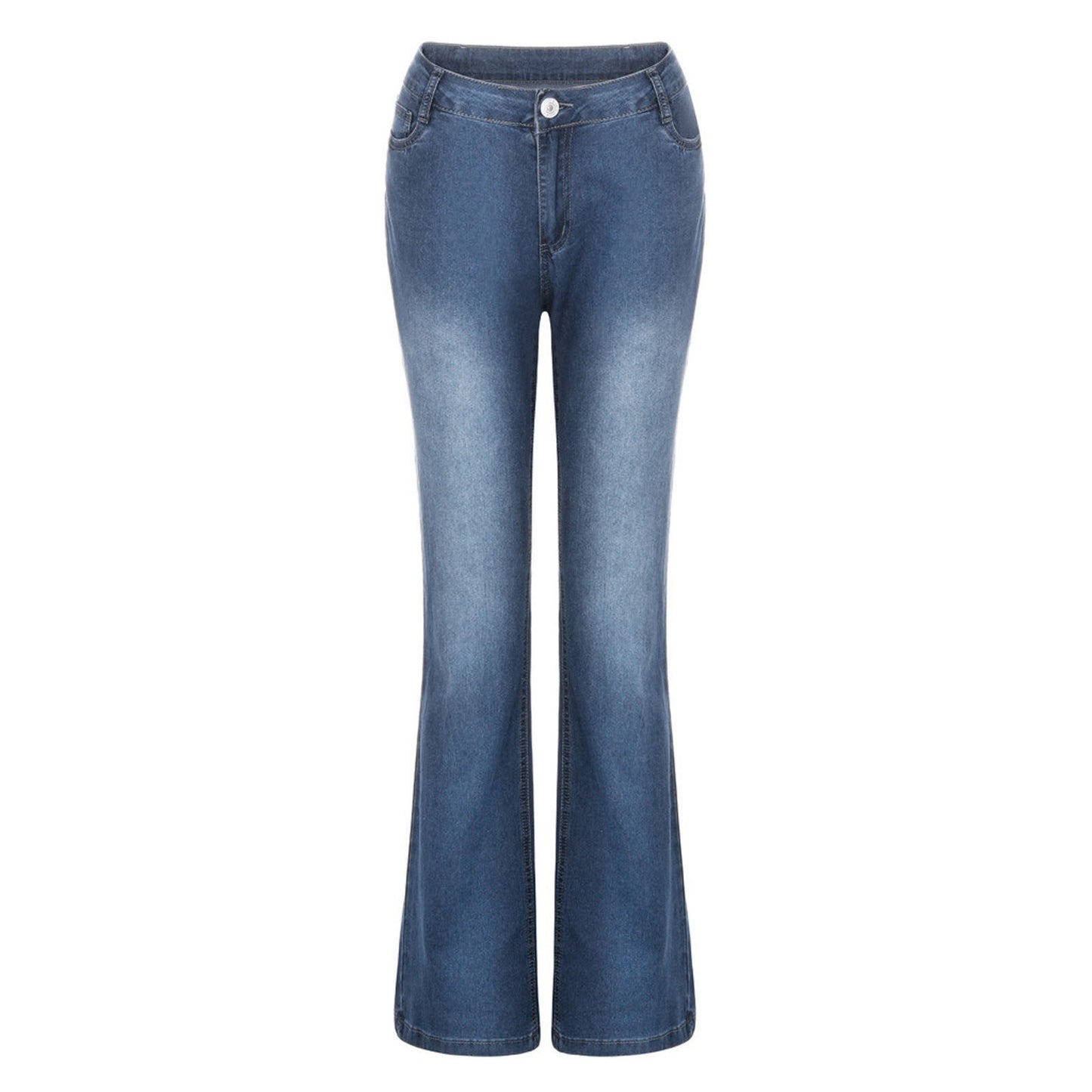 Mid Waist Flared Slim Fit Elastic Jeans for Women