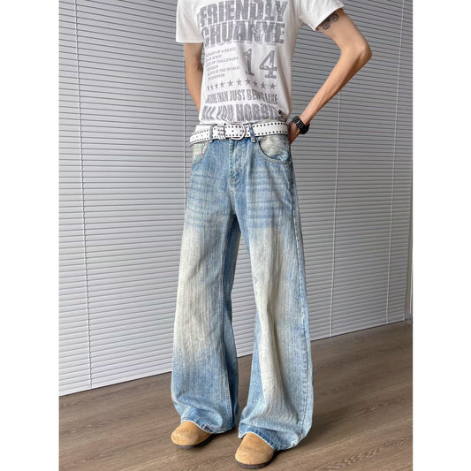 Bent Knife Cowboy Men's and Women's Versatile Retro Washed Loose Casual Pants