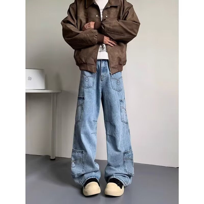 Washed Multi Pocket Design Denim Jeans