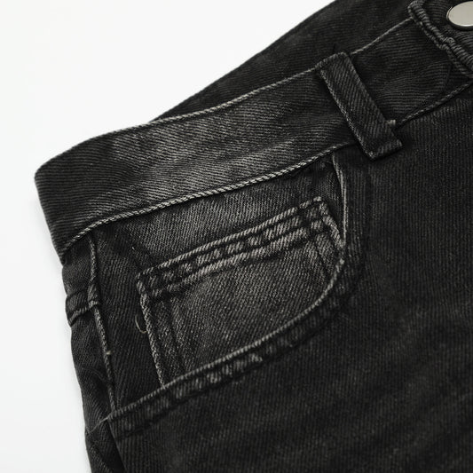 Street Style Washed Printed Straight Jeans