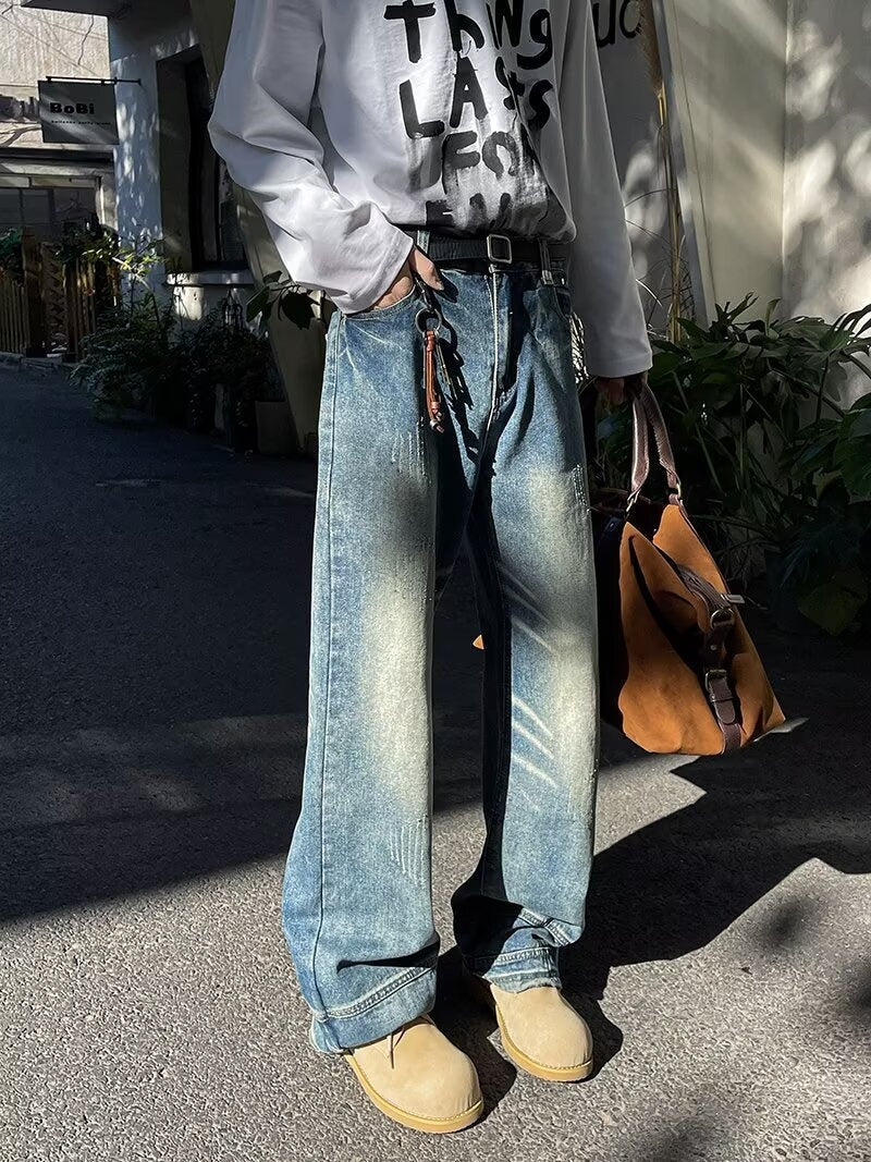 Vintage Washed Denim Jeans for Men - Autumn Collection