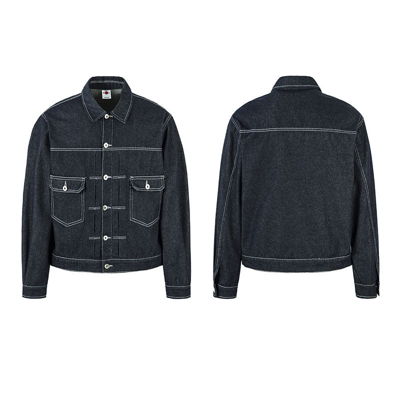 Washed Original Color Denim Jacket Men's Short Style Streetwear