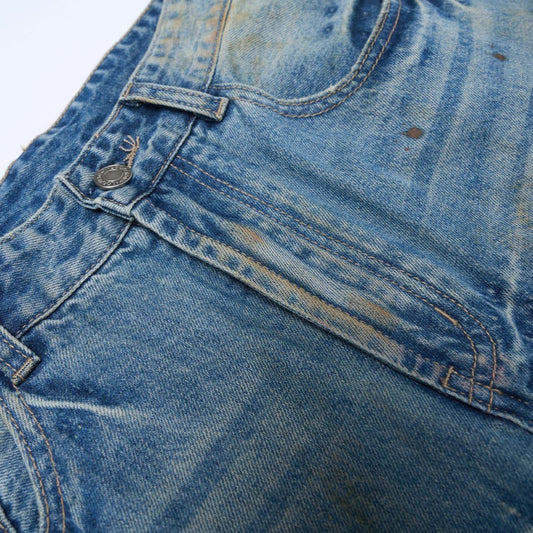 Street Style Washed Distressed Tapered Denim Long Pants