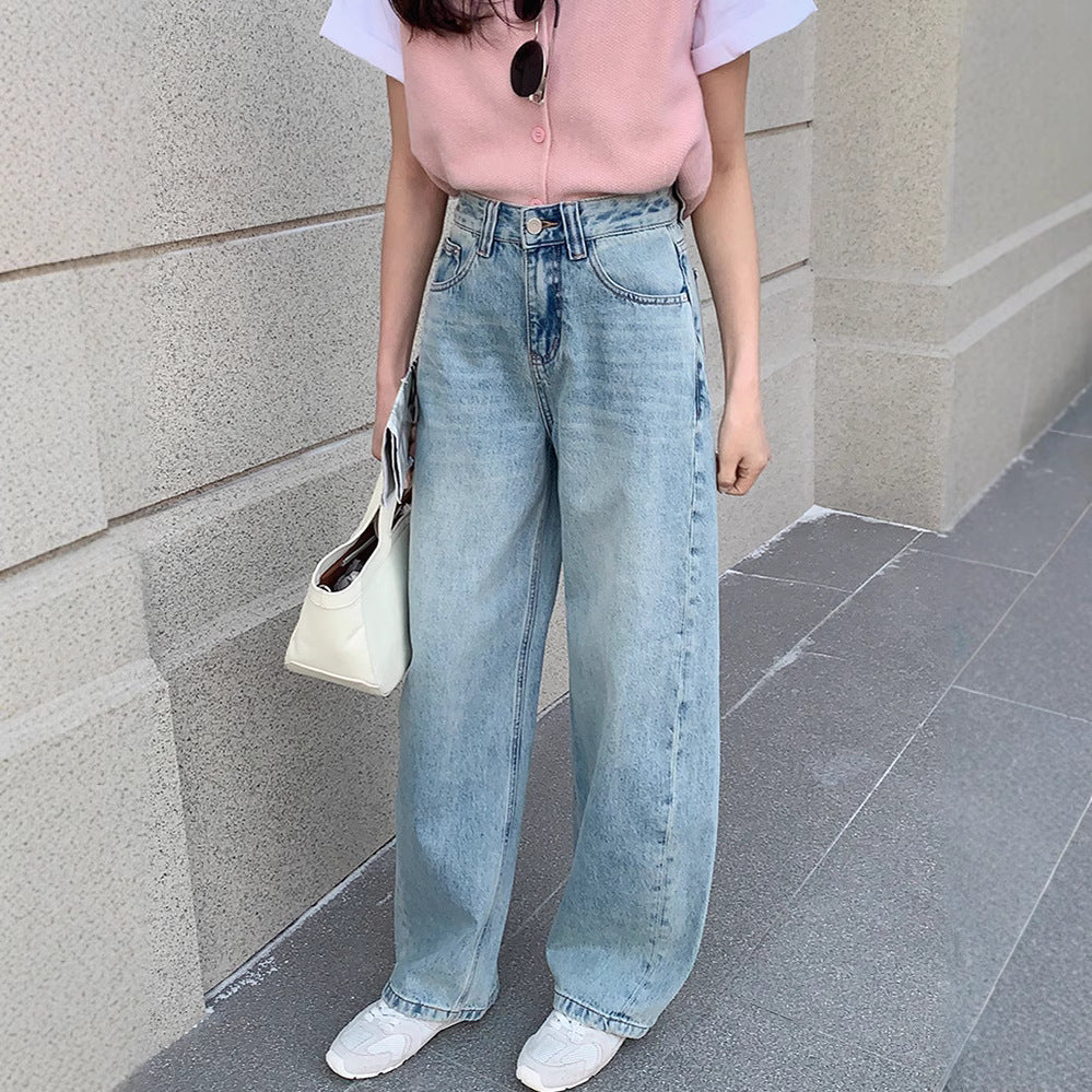 Light Blue Flare Jeans for Women - High Waist Slim Fit Trousers